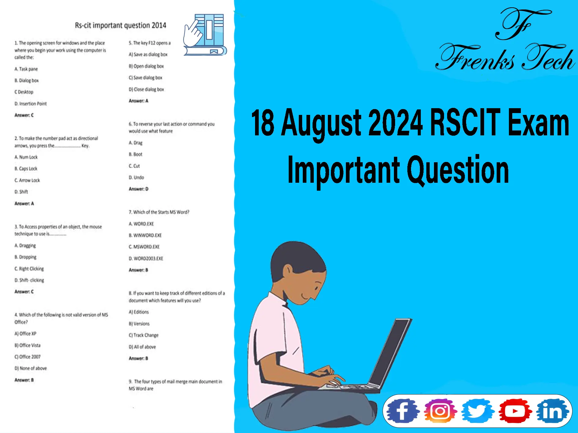 18 August 2024 RSCIT Exam Paper Important Questions