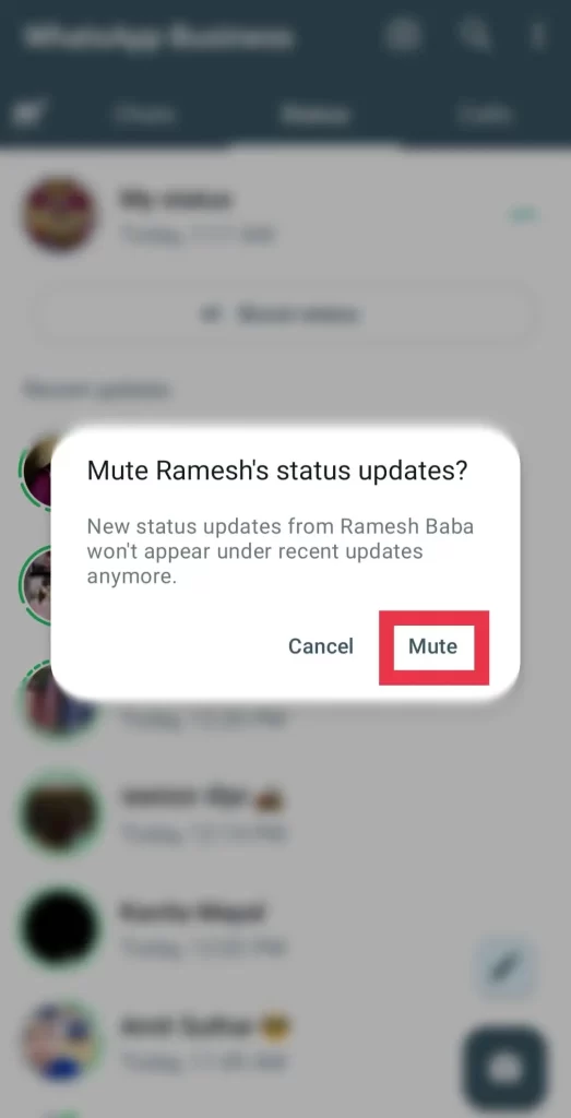 WhatsApp Status Hide