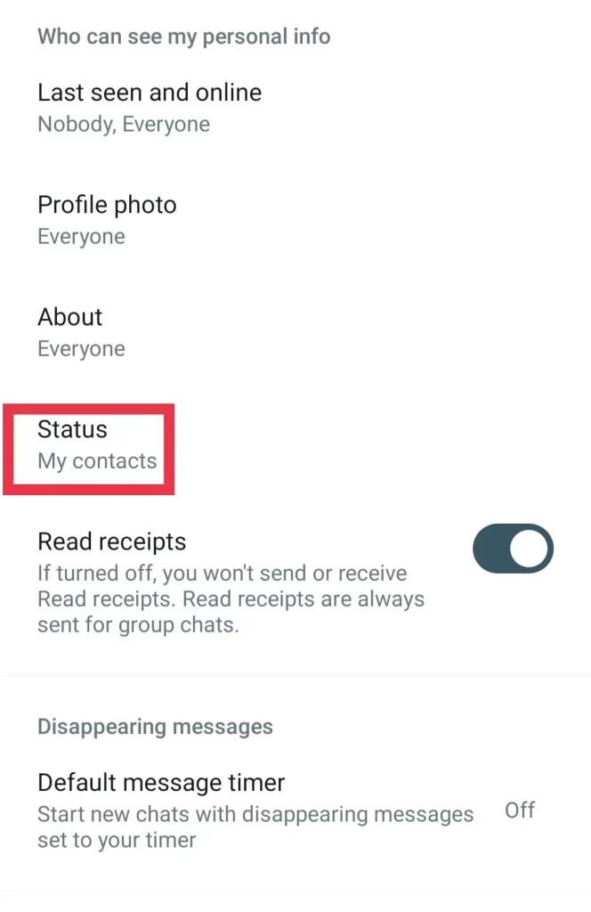 WhatsApp Status Hide