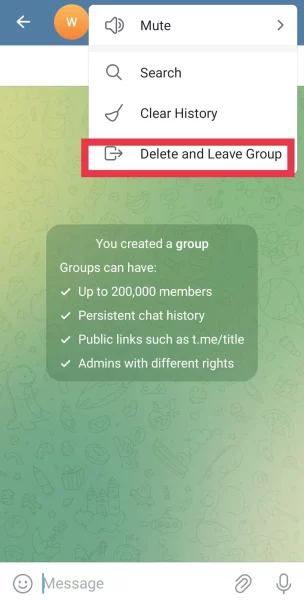 Delete And Leave Group