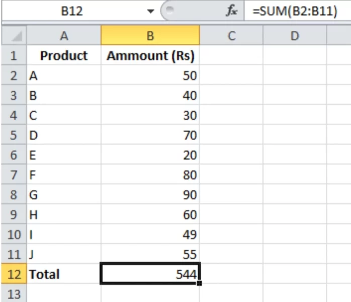 SUM Excel Formulas