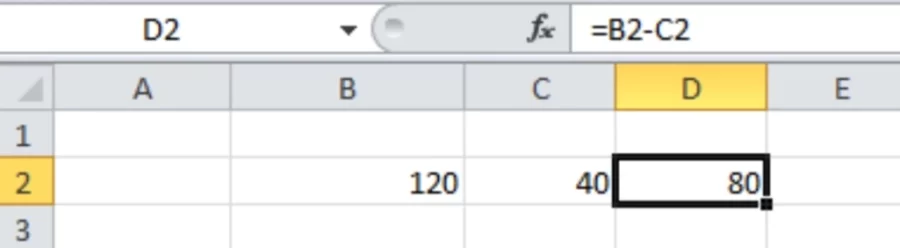 Subtraction Excel formulas