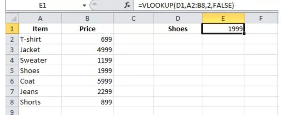 Vlookup Excel Formulas