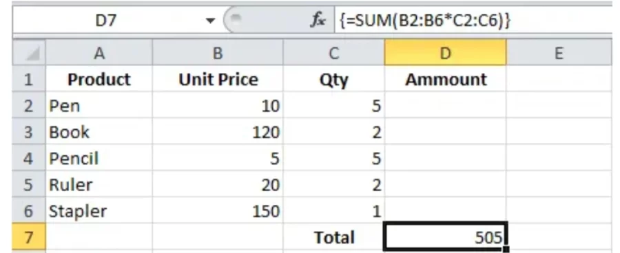 Array Excel Formulas